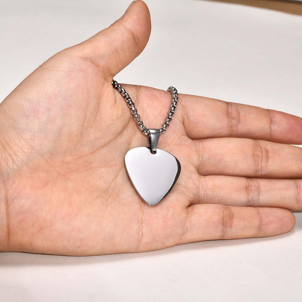 Edelstahl Gitarrenplektrum Halskette Anhänger Kragen Für Männer Jungen Schmuck Zubehör Für Musikliebhaber Geburtstagsparty Geschenk