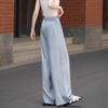 Women's Summer Linen Blend Belted Wide-Leg Pants