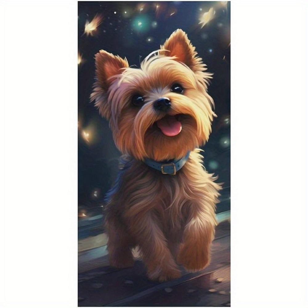 

Yorkie Puppy Night Glow Beach Towel Patterned Sunscreen And Windproof Suitable For Swimming Pool Camping Travel Blanket W30*H60(CM)