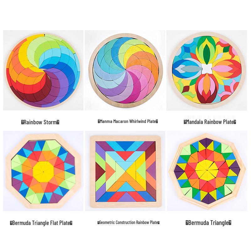 Rainbow Geometric Shape Blocks Puzzle for Early Learning