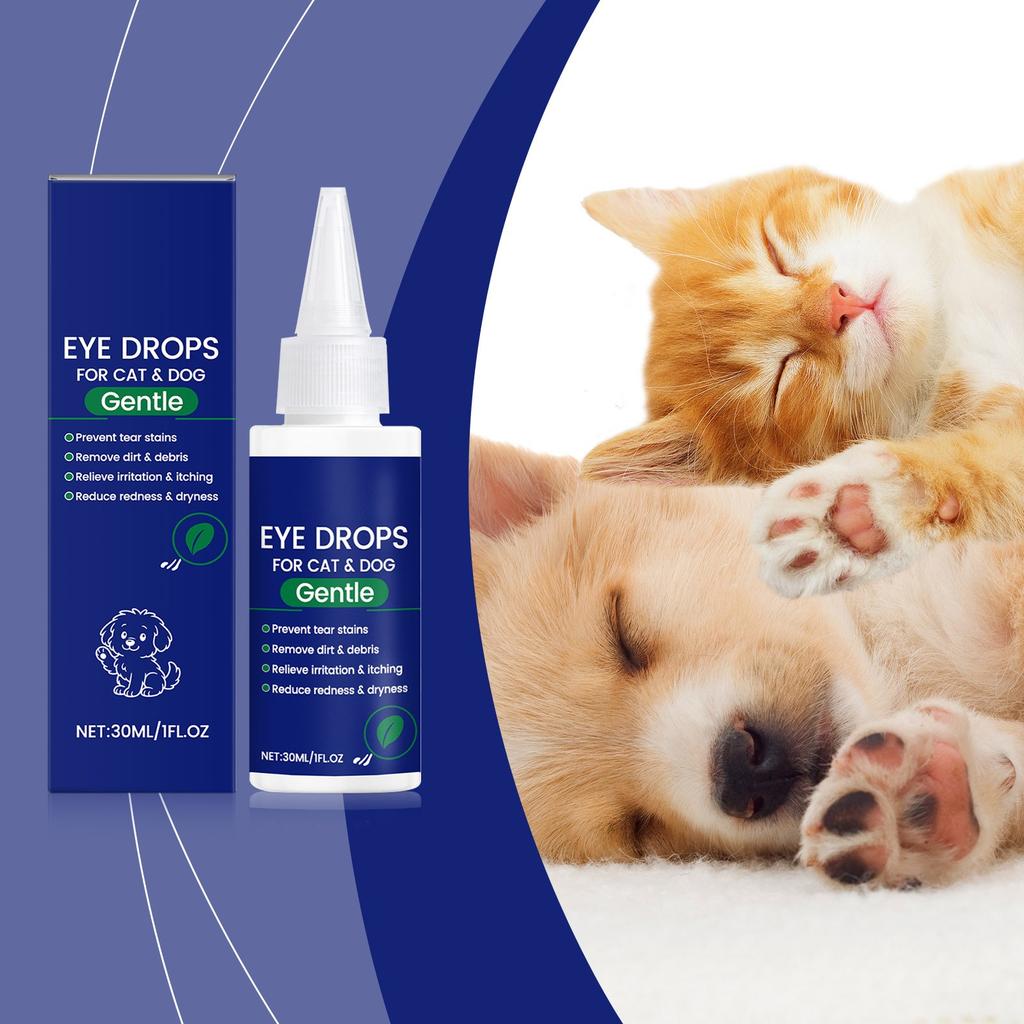 Pet Eye Drops, Cat And Dog Tear Stain Cleaning Drops, Reduce Secretion Blockage And Discomfort,30ml