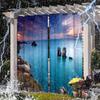 High-Definition 3D Outdoor Scenery Waterproof Curtains for Rainy Days