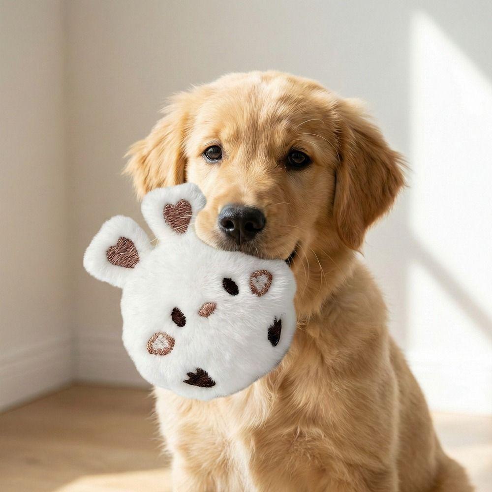 Bunny Shape Plush Dog Toy Ball Bite Resistant Puppy Squeaky Toy Cute Pet Bouncy Ball Fetch Game