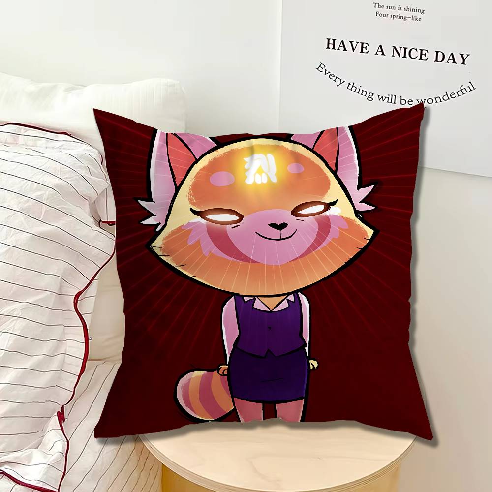Fur collar fox Aggretsuko Single Throw Pillow Case Cover Sofa Cushion Home Room Decor