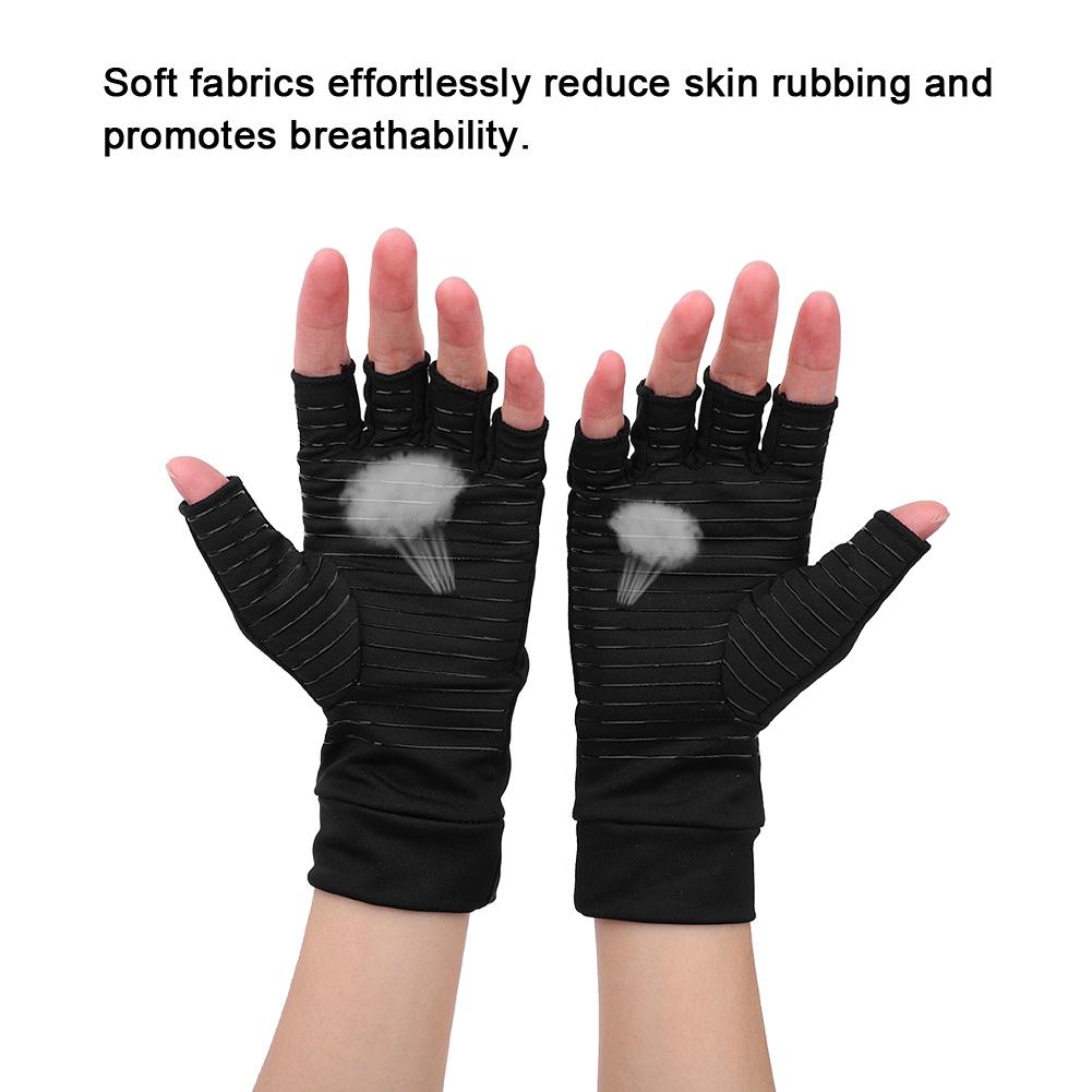 1 Pair Open Finger Arthritis Compression Gloves Copper Infused Content Therapy Gloves
