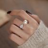 French Retro Pearl Zircon 999 Sterling Silver Adjustable Ring  for Women Temperament Wedding Party Jewelry Accessories