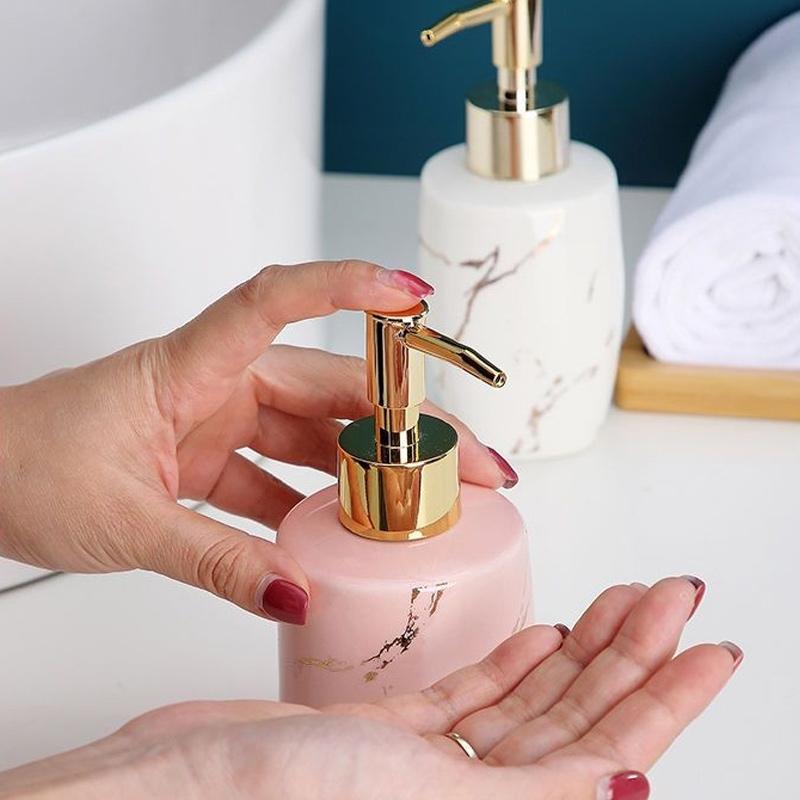Exquisite ceramic press bottle lotion hand sanitizer separate bottle Luxury hotel shower gel shampoo separate empty bottle