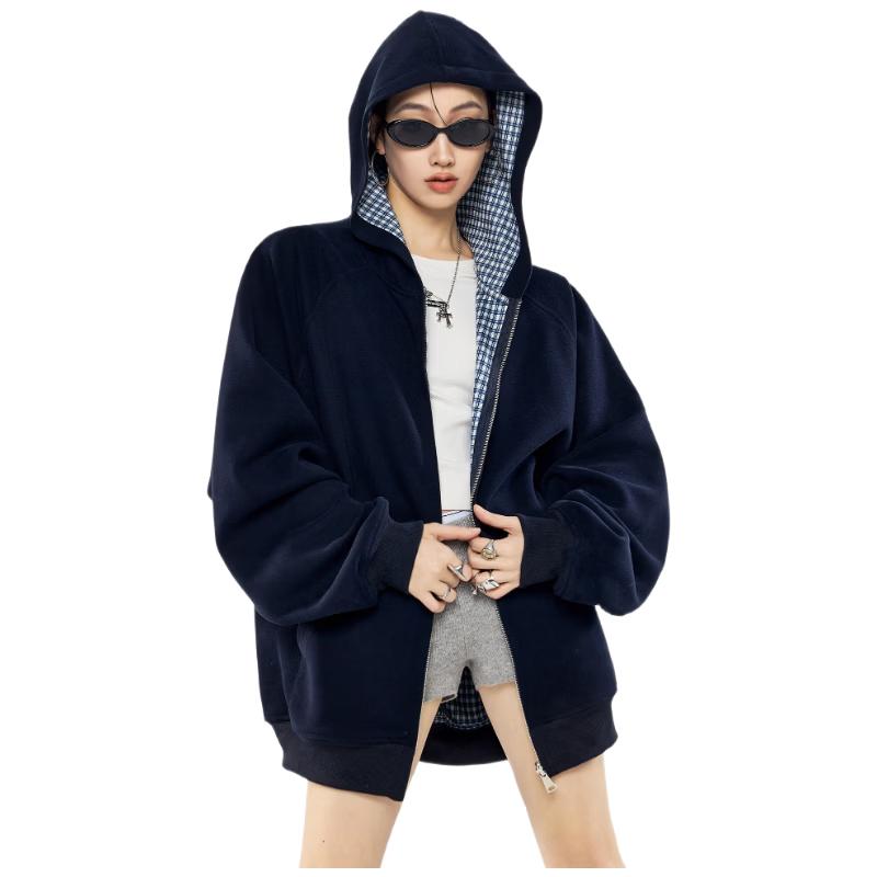 

ICH MODE Women s Reversible Retro Hooded Cardigan Sweatshirt M