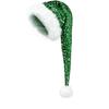 Long Sequin Christmas Hat Solid Color Santa Claus Hat Fashion Xmas Cap  New Year