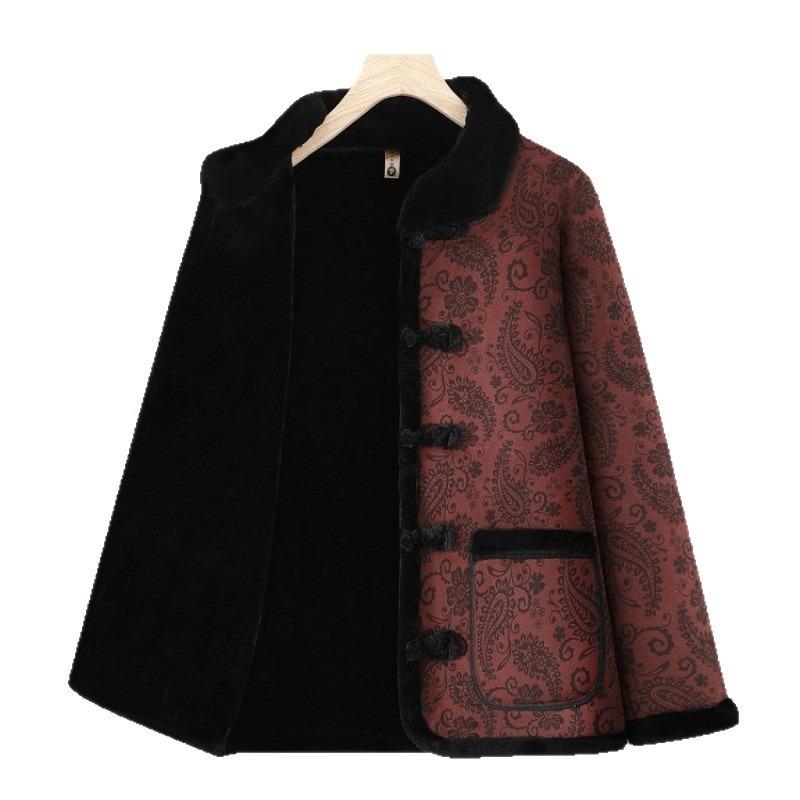 Cold-proof Winter Clothing Thickened Fur and Velvet Integrated New Old Lady Warm Cotton-padded Jacket Women