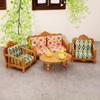 Miniature Retro Dollhouse Sofa & Coffee Table Toy Set for Kids