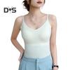 Women Underwear Adjustable Shoulder Straps Elastic Bottoming Vest with Chest Pad Traceless Design Ice Silk Tank Vest