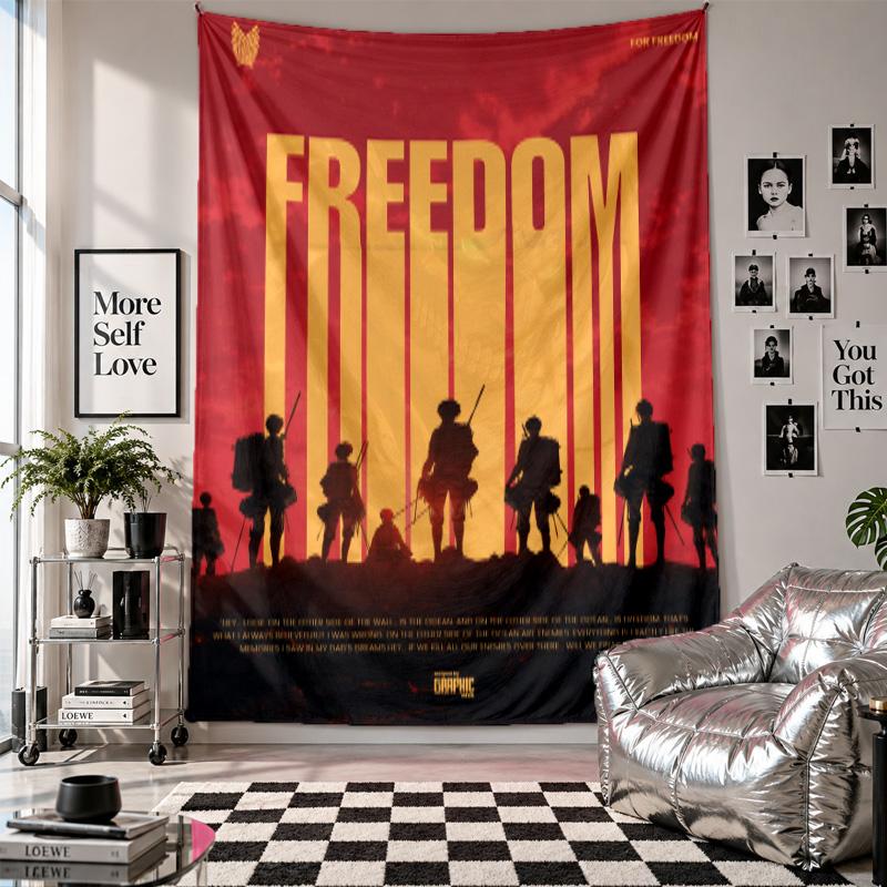 Wall TapestryAttack on Titan Art Hanging Cloth Decorative Background Cover for Room Decoration