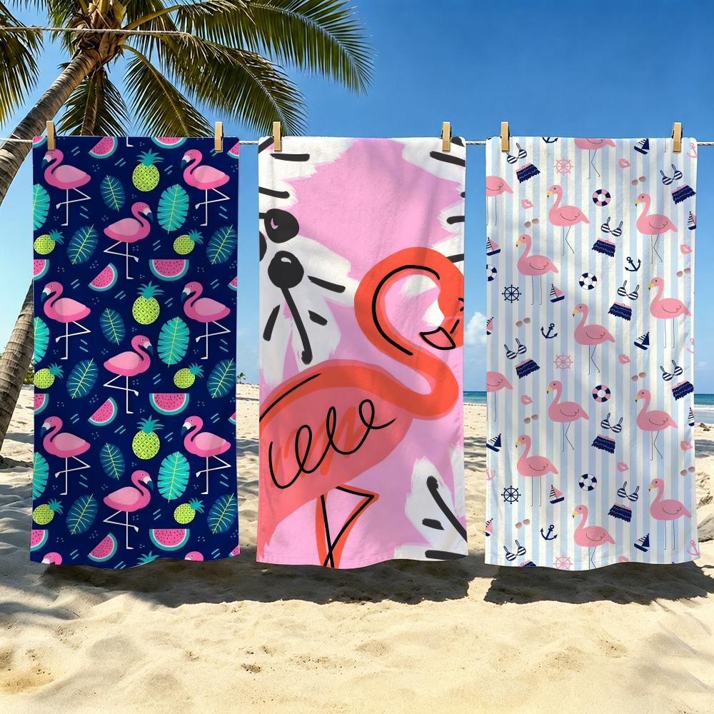 Bird F-Flamingos Towel Kids Microfiber Quick Dry Sandproof Towel, Boys Girls Summer Pool Beach Swim Towel