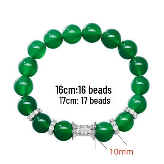 Elegant Green Chalcedony Agate Beaded Bracelet - 6mm & 10mm Beads, New Chinese National Style