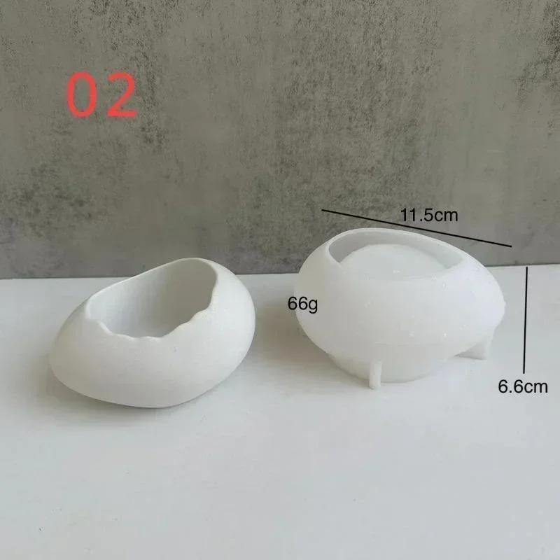 Plaster Handmade Mold Egg-shaped Flower Pot Silicone Mold Eggshell Candle Jar Mold Succulent Plant Flowerpot Concrete Acccessory