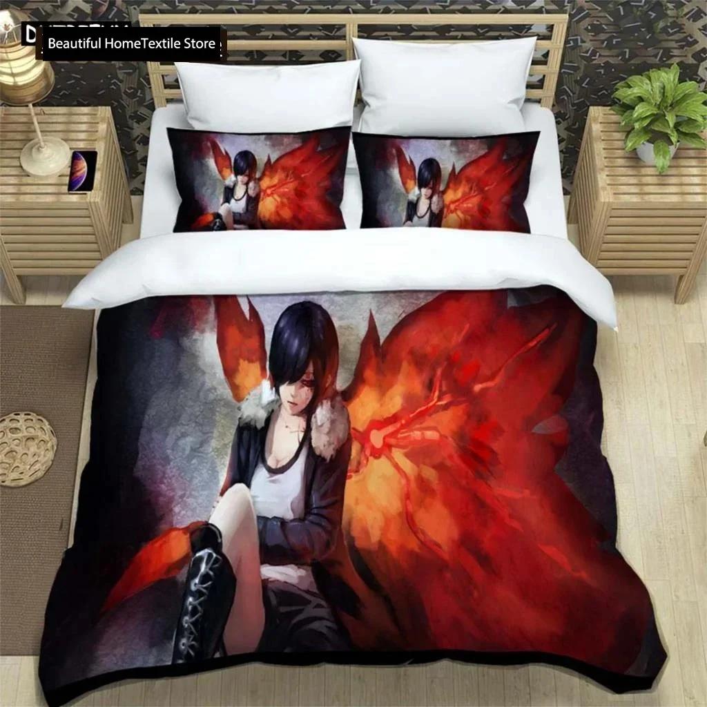 Japanische Mode Anime Digitaldruck Polyester Bettwäscheset für Jungen und Mädchen, Jugendbettwäscheset, Geschenk für Paare
