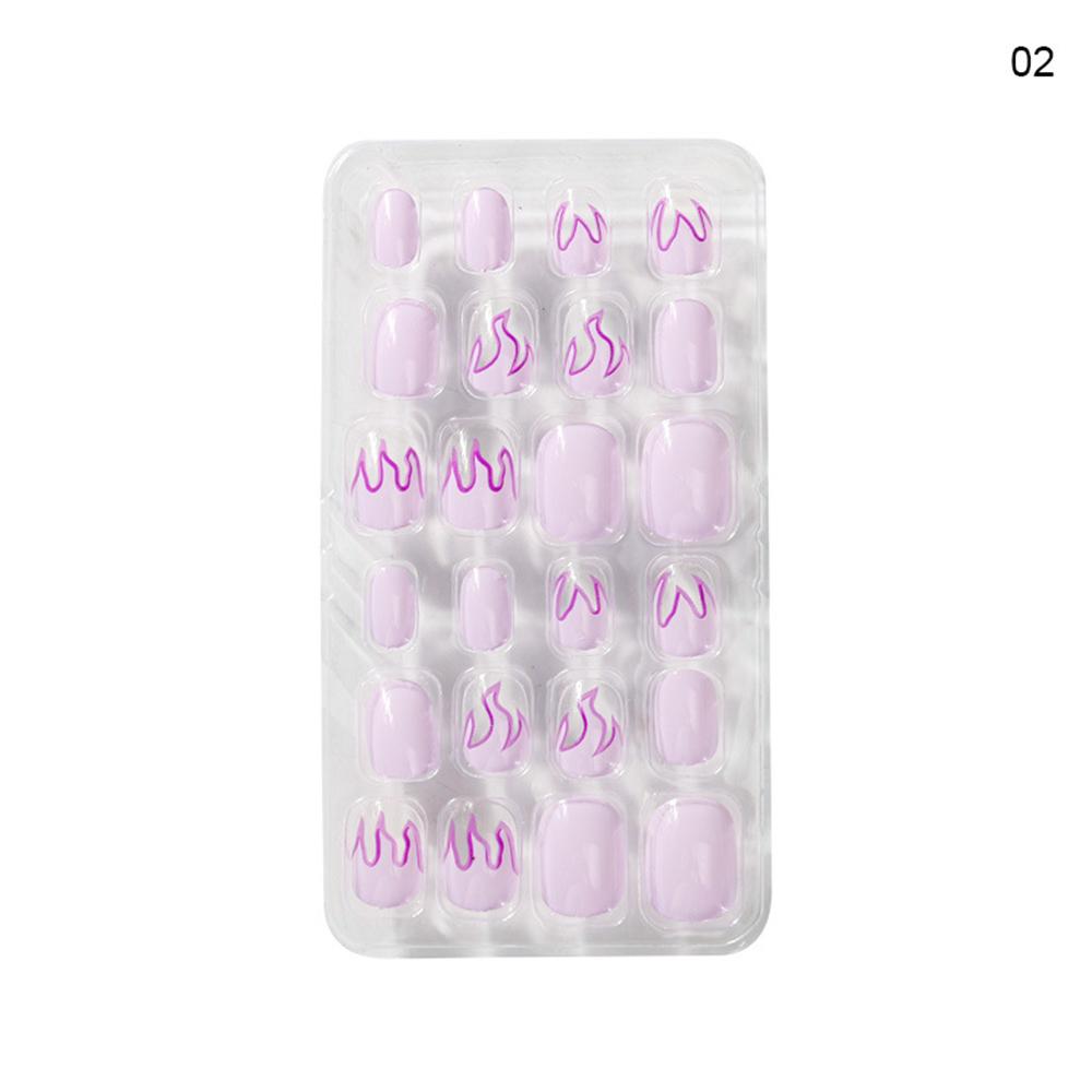 Full Cover Halloween Glue Self Fire Short False Nails Manicure Nail Art Decorations Fake Nail Tips