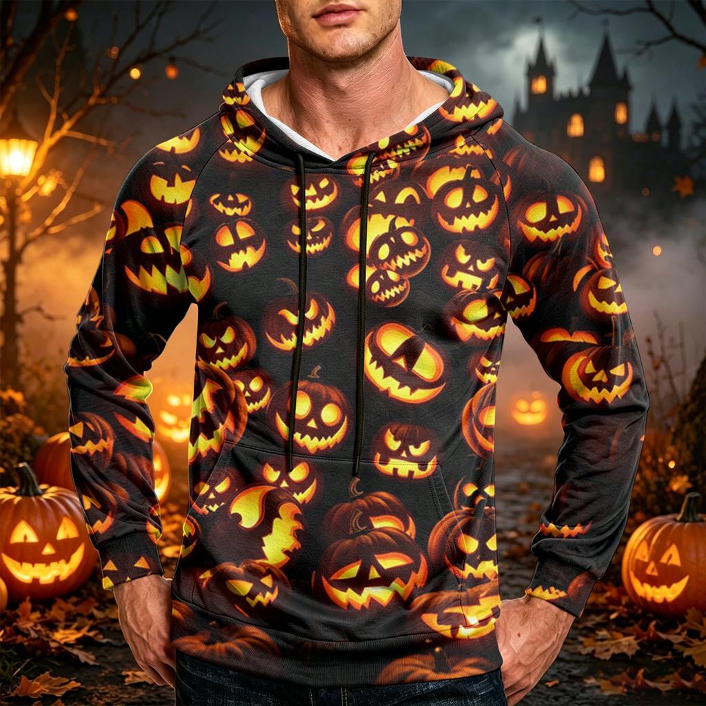 Men's Loose Fit Hoodie with Pocket Drawstring Printed Design for Casual Everyday Wear