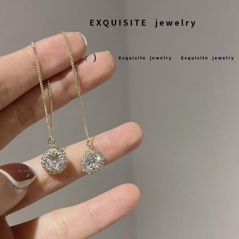 Lange Quaste Zirkon Ohrring Mode Frauen Mädchen Temperament Feine Glänzende Geometrische Ohrringe Schmuck Party Geschenke