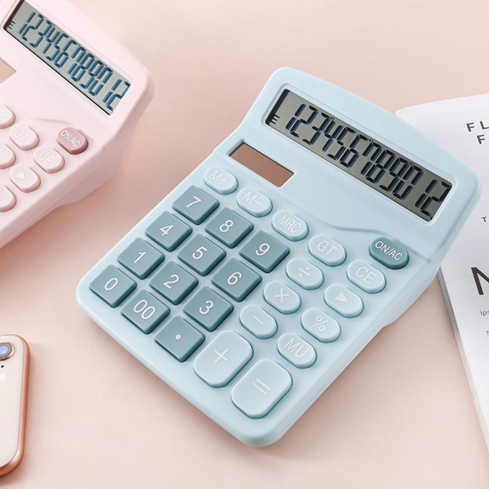Business Calculator Comfortable Buttons Power Supply Solar Calculator 12 Digits Solar Battery Basic Office Calculator