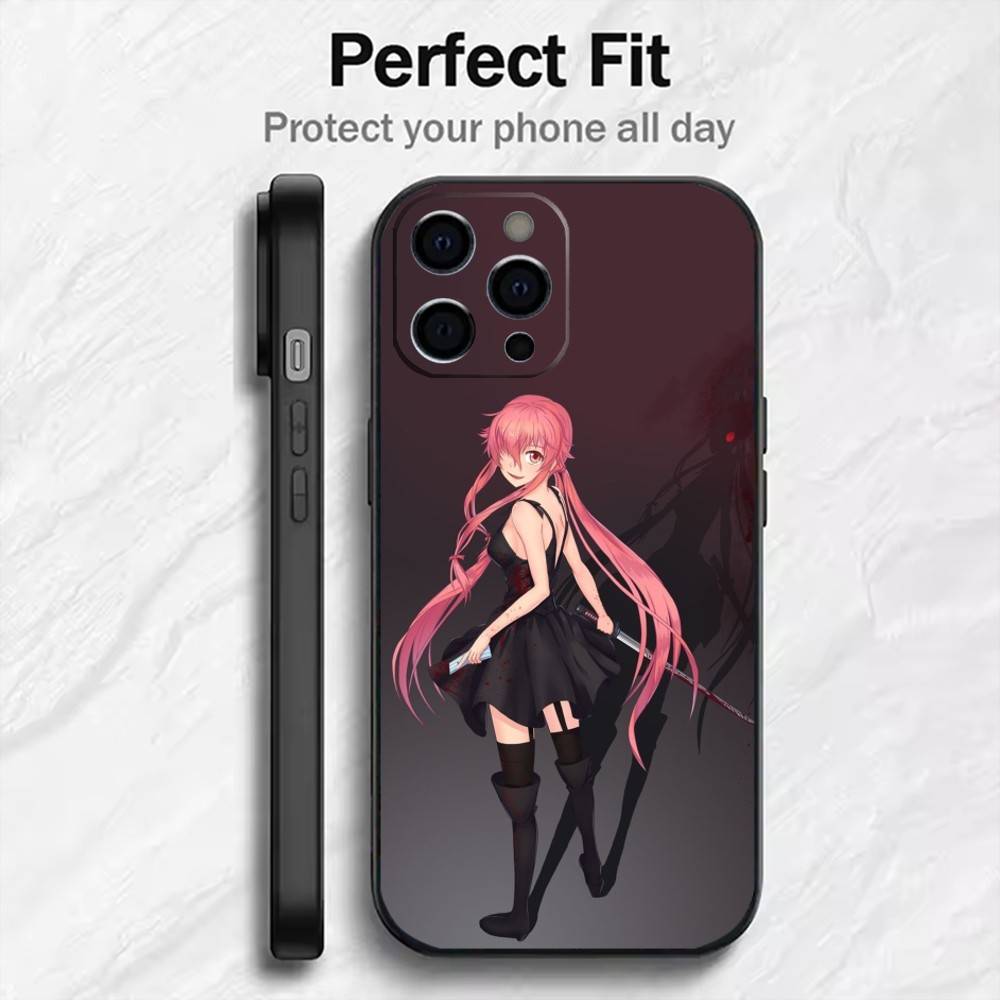 F-Future D-Diary Gasai Yuno Handyhülle Für iPhone17,16,15,14,13,12 Plus,Max Weiches Silikon Schwarze Hülle