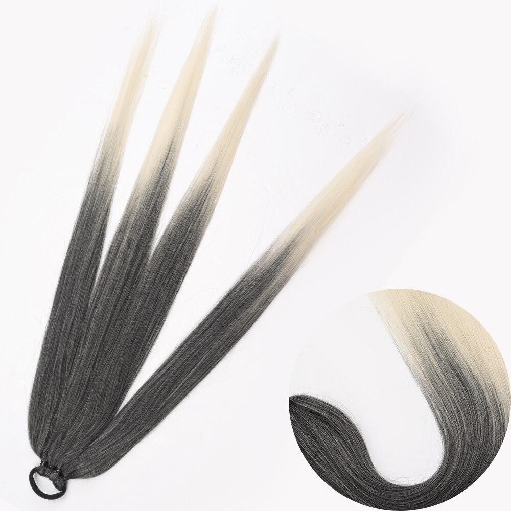 Prodloužení culíku Syntetické boxerské copánky Omotané kolem ocasu s gumičkou Prsten do vlasů 26palcový hnědý ombre cop pro vlastní potřebu