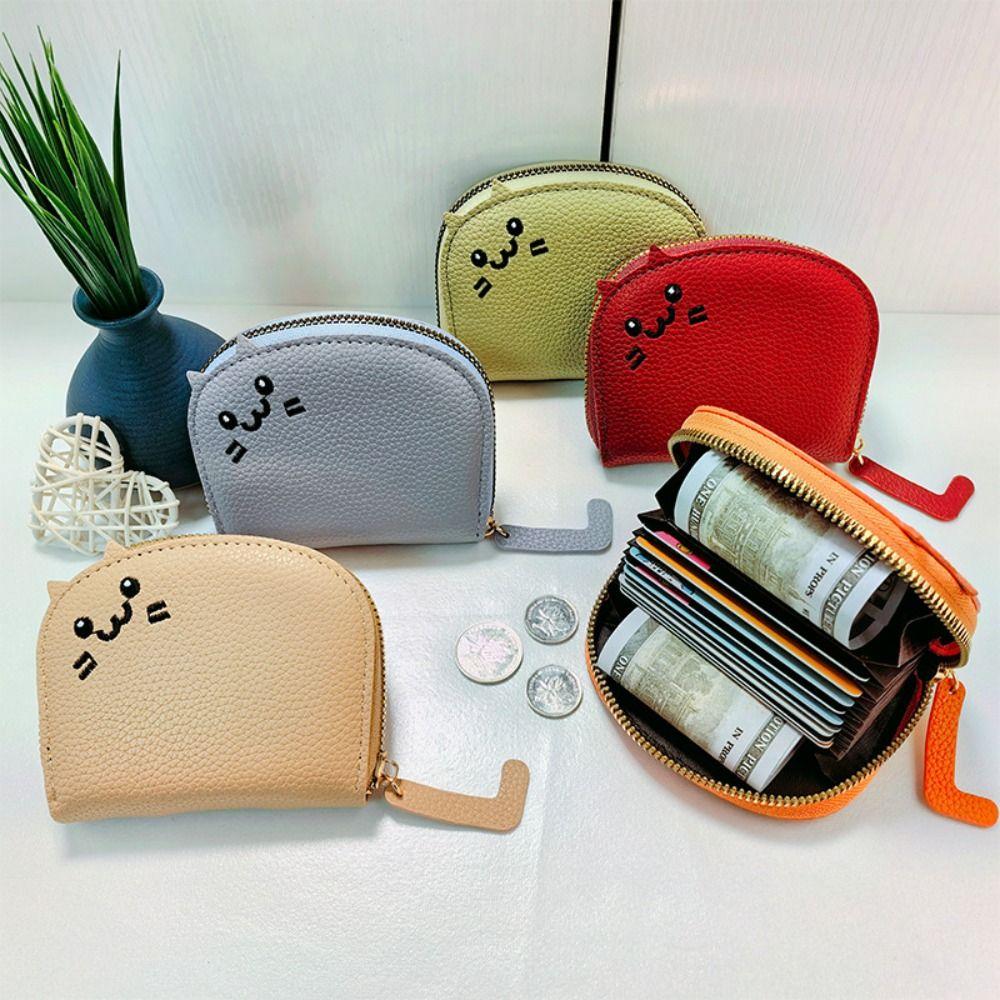 

PU PU Leather Card Bag Lichee Pattern Card Holder Ins Cute Cat Card Bag Outdoor