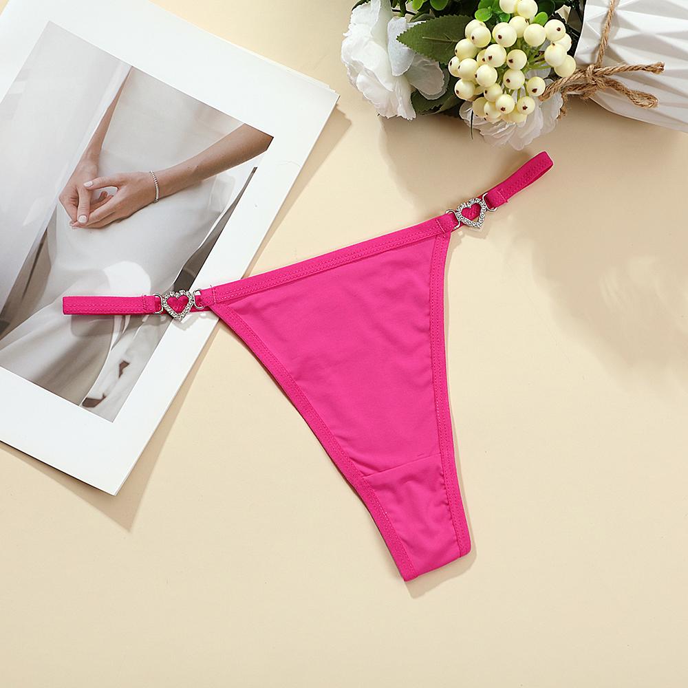 Women Sexy Thongs Low Rise Ladies G-string Heart Decoration Erotic Intimate Lingerie T-Back New Fashion Thongs Crotch Panties