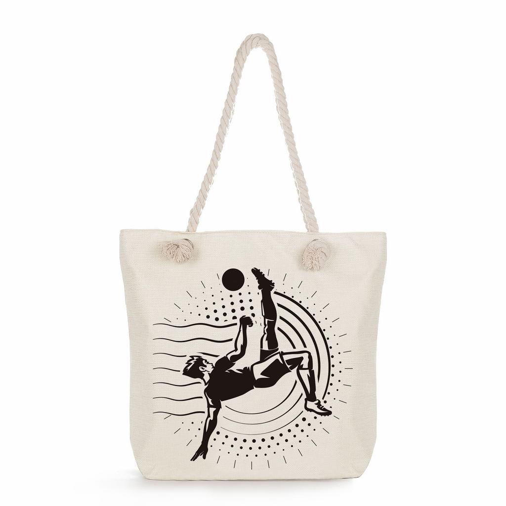 Athletic Characters Print Thick Rope Single-shoulder Beach Bag 7314