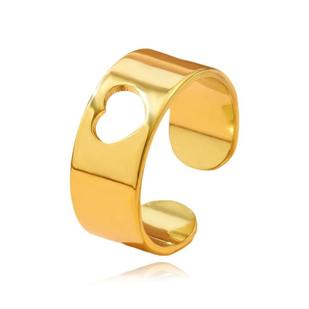 Stylish European and American Sweet Open Heart Ring for Women – Gold-Plated Stainless Steel Gift