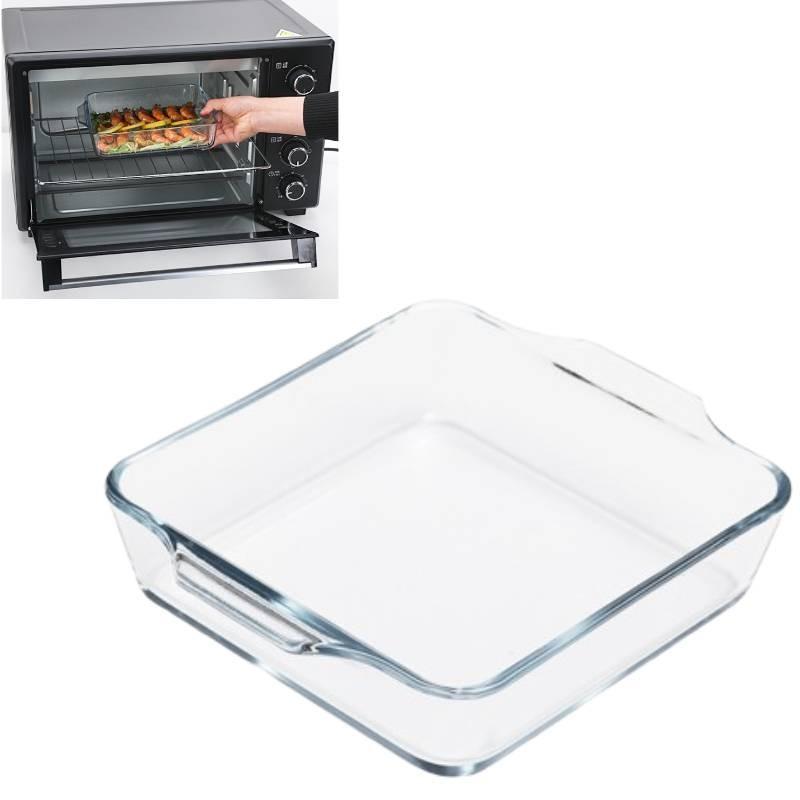 Square Roaster Glass Baking Pan Microwave Grilled Fish Plate Cooking Container