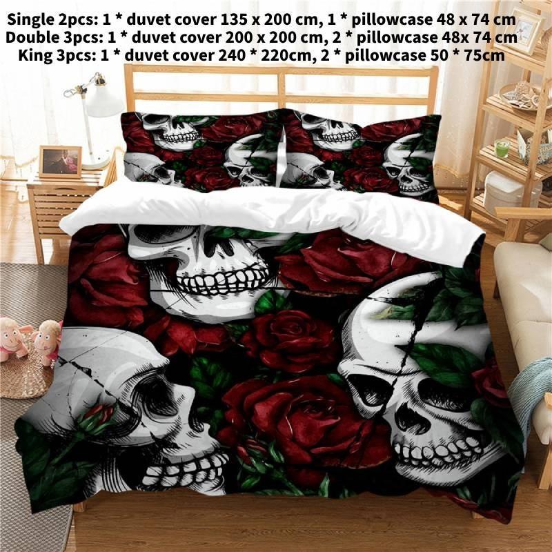 

Single Roses Skull Double 3d Bedding Childrens Cartoon Print Set Threepiece Single