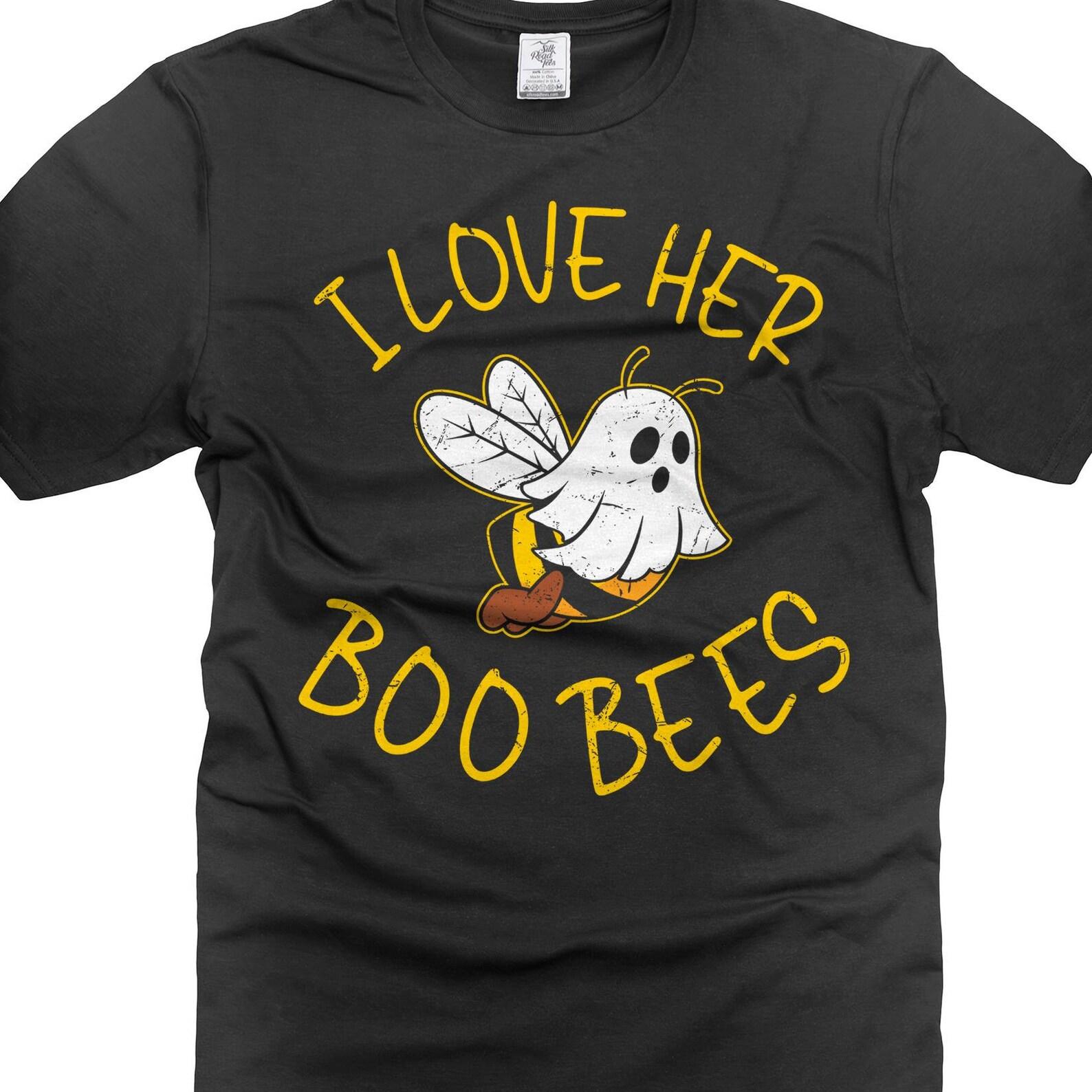 I Love Her Boo Bees T-Shirt: Humorous Halloween Ghost Bee Shirt 4XL