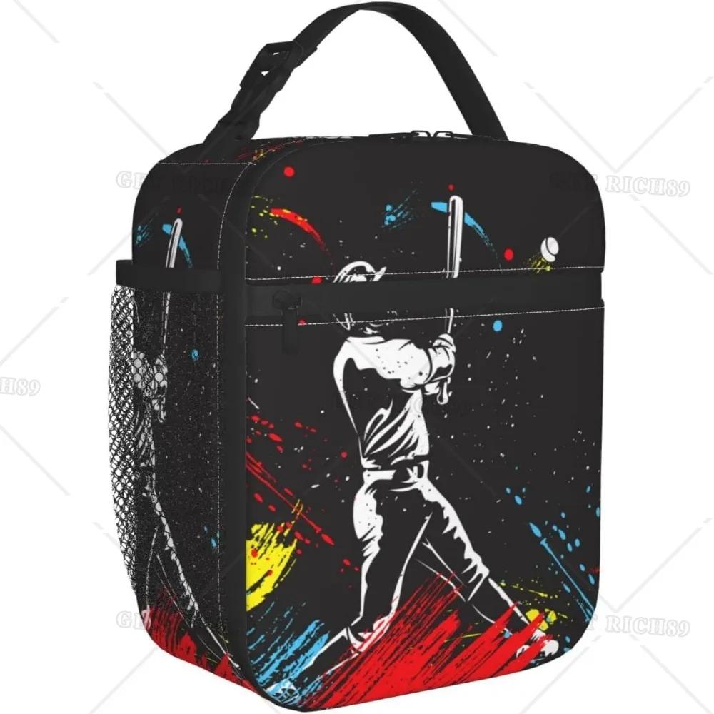 

Изолированный ланч-бокс для хоккеиста для любителей спорта, мальчиков и девочек, черная термосумка-холодильник с держателем для бутылки с водой 26x21x11CM небесно-голубой