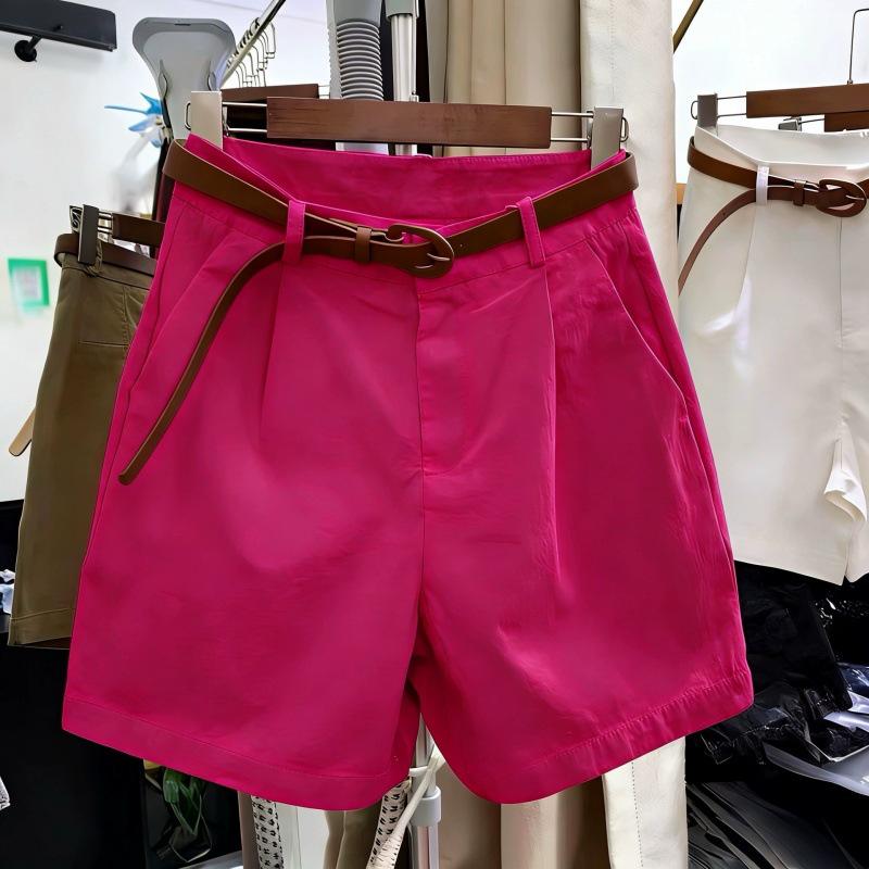 Women's Spring/Summer Wide-Leg Shorts with Belt – Five-Point, Loose, Versatile, Casual