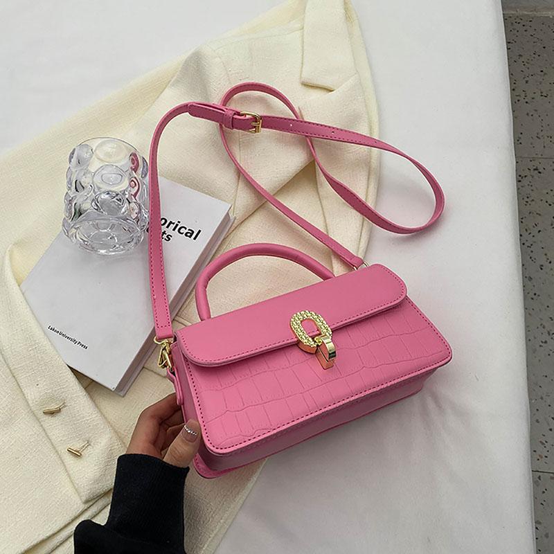 Letnia torba crossbody w cukierkowym kolorze z wyższej półki, modna torebka damska, prosta mała kwadratowa torebka z teksturą skóry, nowa torebka do noszenia na co dzień