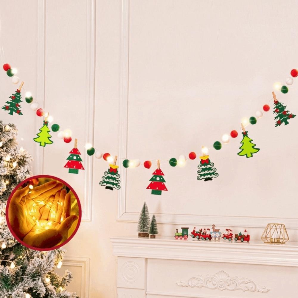 Cartoon Christmas Luminous Banner Santa Claus LED Light String Xmas Wall Ornaments Room Background