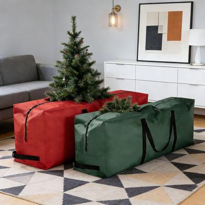 Waterproof Large Oxford Cloth Christmas Tree Storage Bag, Dustproof with Red and Green Design