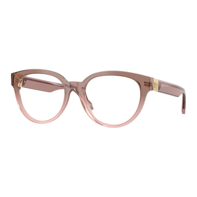 Versace Temple Logo Design Acetate Round Optical Glasses Women's Brown 58012299 VE3384 5435-Brown 53