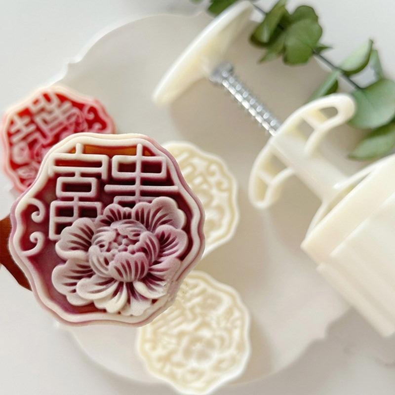 Formy do ciastek księżycowych z pomyślnymi wzorami Funkcjonalna ręczna prasa do ciastek księżycowych Wytłaczane formy na przysmaki dla entuzjastów deserów