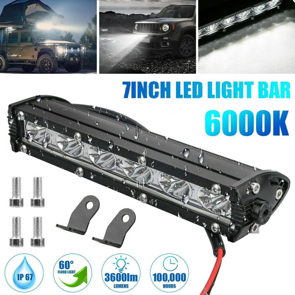 T-Top-Rated-7Inch 1800LM 18W Waterproof Spot Flood Combo Light Ultra-Slim Single Row Off Road LED Light Bar For Trucks ATV Boat