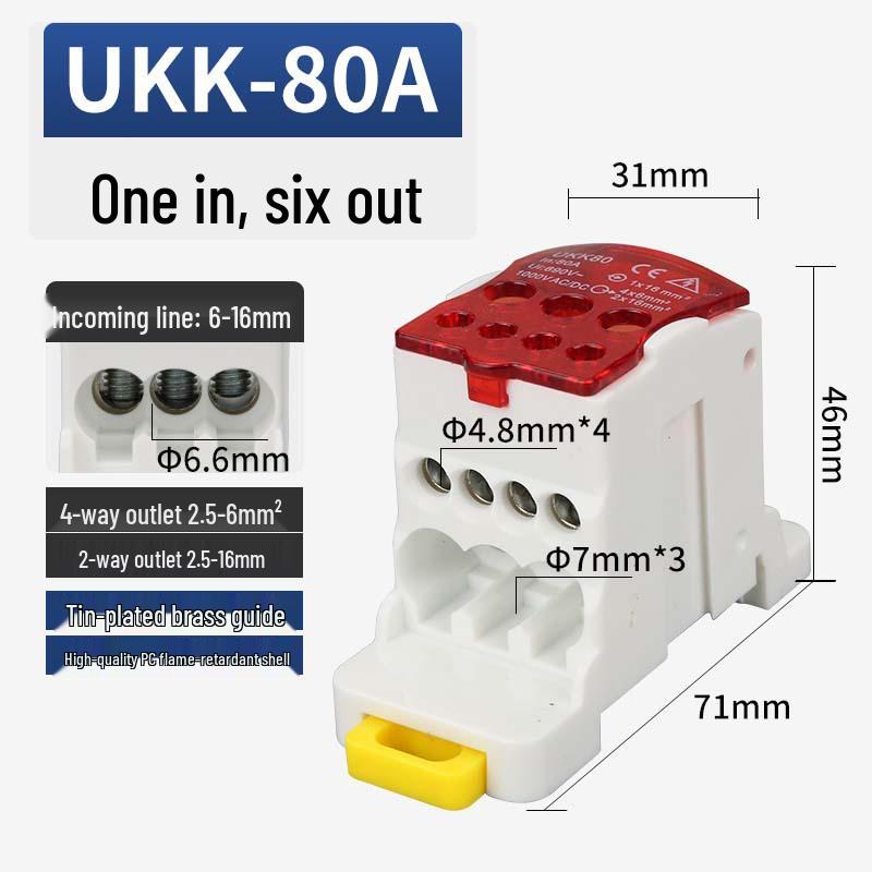 UKK Hochstrom-Anschlusskasten: Einpolige Schiene, Mehrfachausgangsverdrahtung