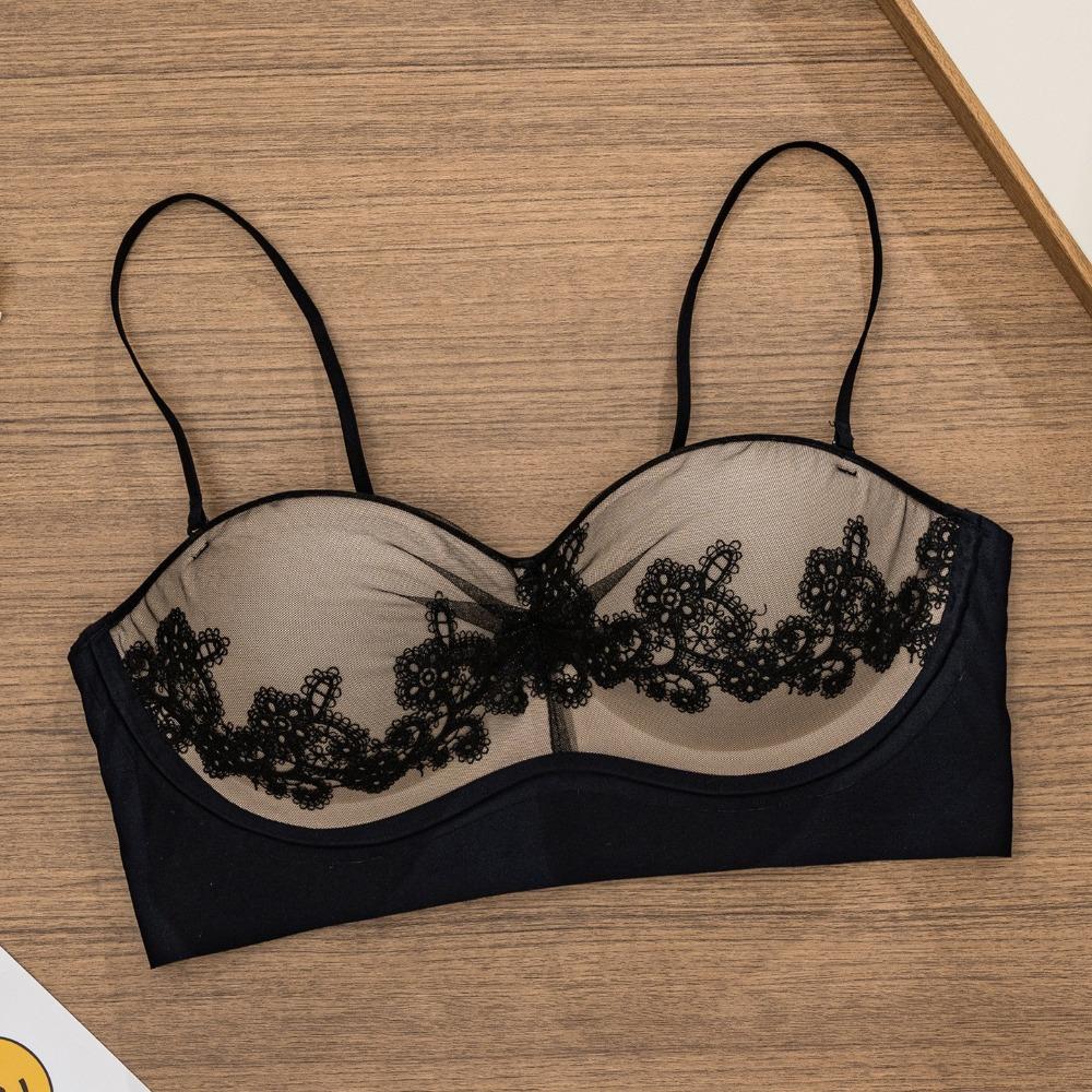 Enhance Neck Hanging Lace Bra Anti-sagging Thin Strap Push Up Bra Beauty Back Seamless Wireless Bra Everyday Wear