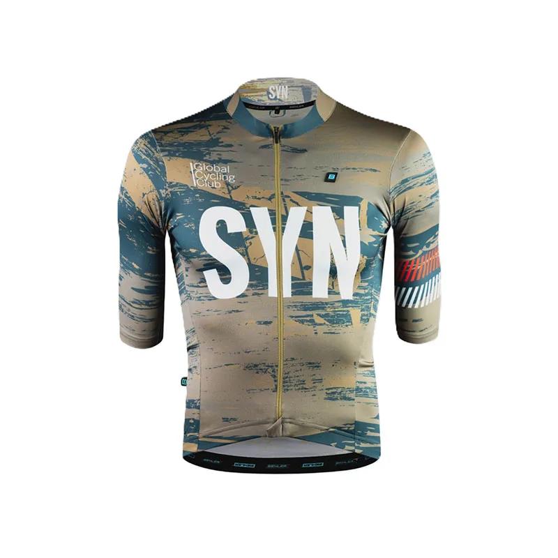 SYN Fahrradtrikot Herren Radsportanzug Set Kurzarm Schnelltrocknend Atmungsaktiv Outdoor Straßenradsport Trägerhose Sportshirt