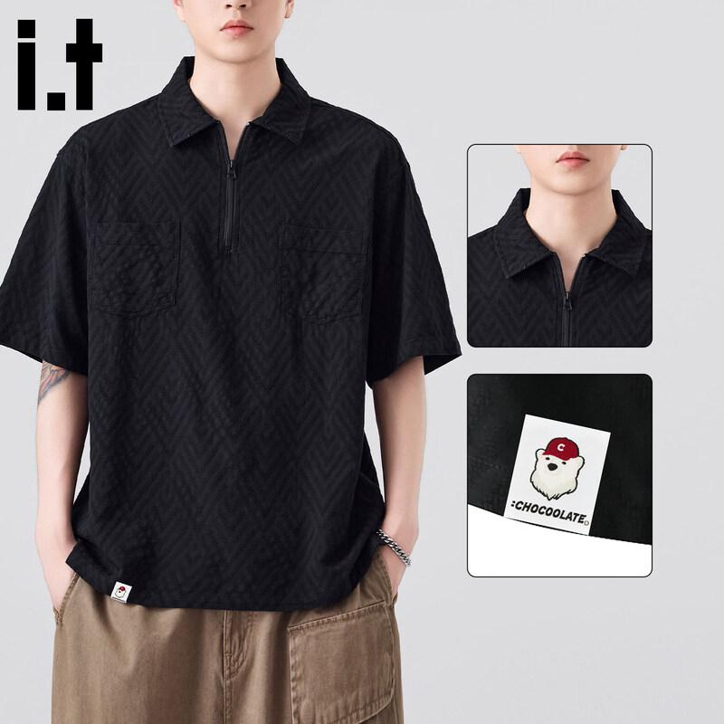 

CHOCOOLATE Men s Retro Textured Cotton Polo Shirt L