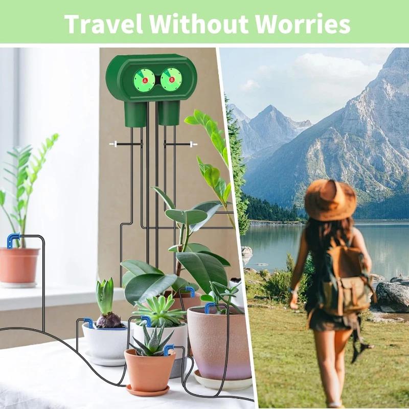 Solar Powered Automatic Drip Irrigation system,DIY Solar Powered Simple Watering Device,split Type Dual Pump Drip Irrigation Kit