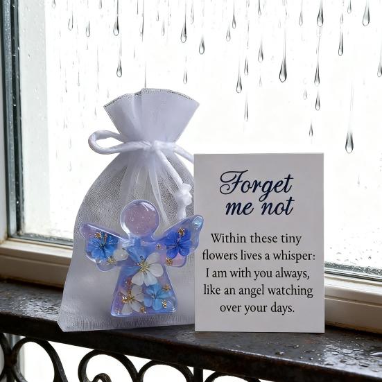 Angel Figurine Keepsake Forget Me Not Angel Memorial Gift Sympathy Bereavement Angel Ornament with Warm Message Card Grieving Keepsake