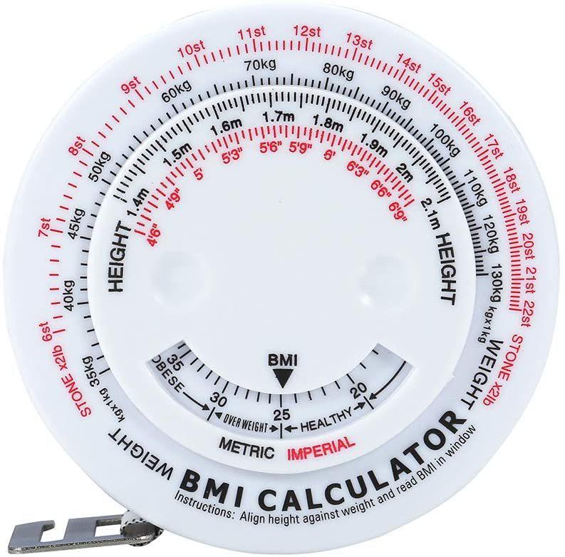 1.5m Double-Sided Round Tape Measure: BMI, Waist & Body Measurements with Dial