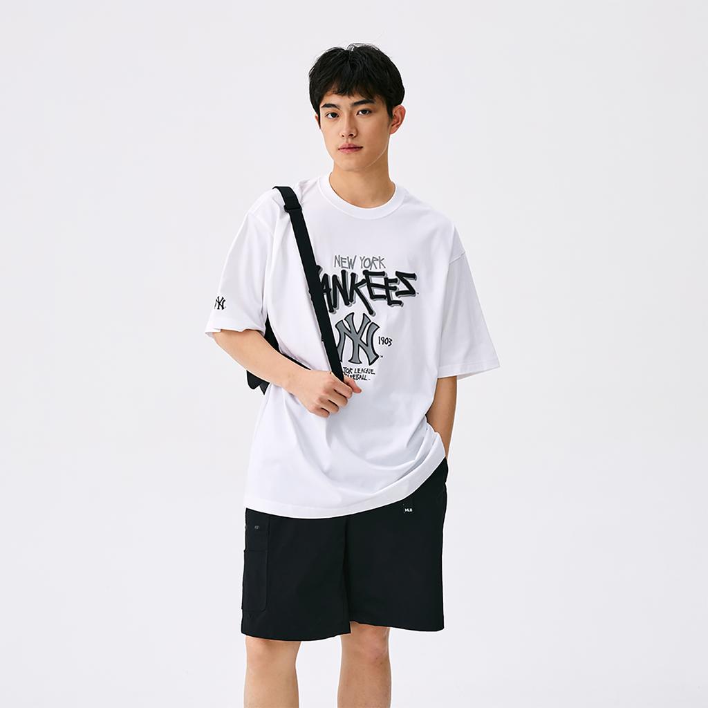 New MLB New York Yankees Basic Collection SS25 T Shirt Unisex White 3ATSB0553-50WHS